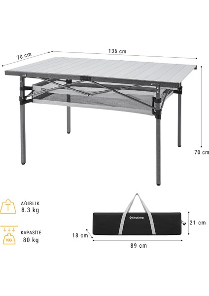 King Camp Kingcamp Granite Plus Xxl Alüminyum Katlanır Kamp Masası Silver fırsatları