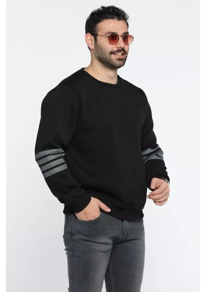 Üç Iplik Şardonlu Bisiklet Yaka Erkek Sweatshirt