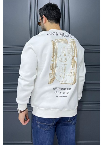 Erkek Bisiklet Yaka Baskılı Üç Iplik Şardonlu Sweatshirt fiyatları
