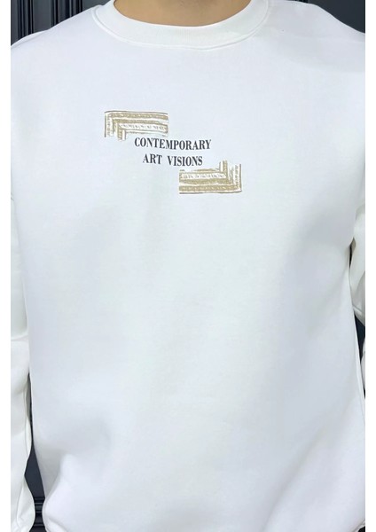 Erkek Bisiklet Yaka Baskılı Üç Iplik Şardonlu Sweatshirt fırsatları