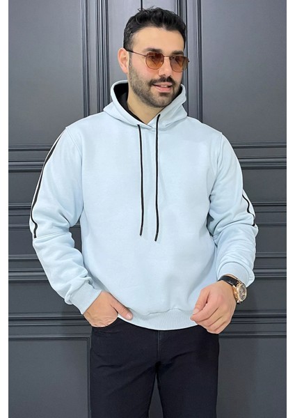 Üç Iplik Şardonlu Kapüşonlu Erkek Sweatshirt