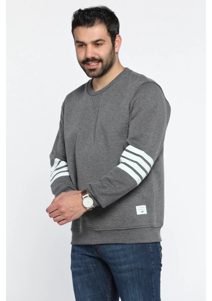 Üç Iplik Şardonlu Bisiklet Yaka Erkek Sweatshirt