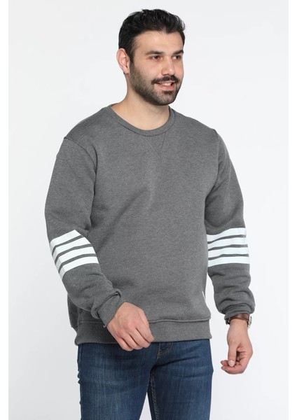 Üç Iplik Şardonlu Bisiklet Yaka Erkek Sweatshirt