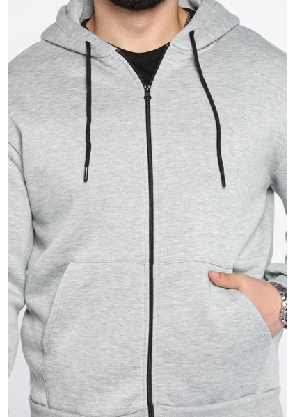 Kapüşonlu Fermuarlı 3 Iplik Şardonlu Sweatshirt fiyatları