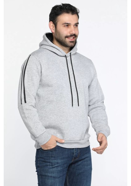 Üç Iplik Şardonlu Kapüşonlu Erkek Sweatshirt