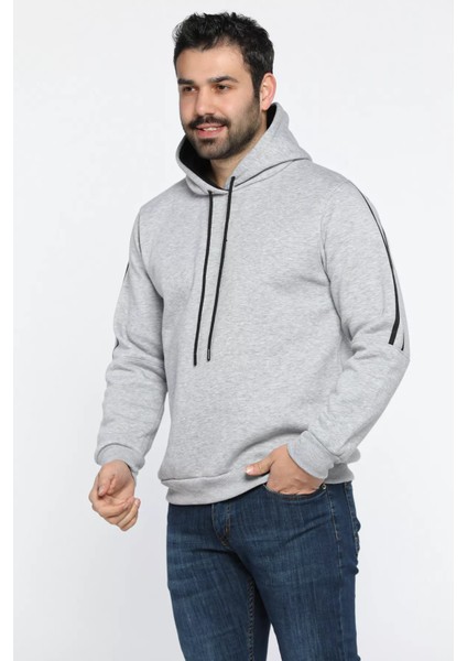 Üç Iplik Şardonlu Kapüşonlu Erkek Sweatshirt