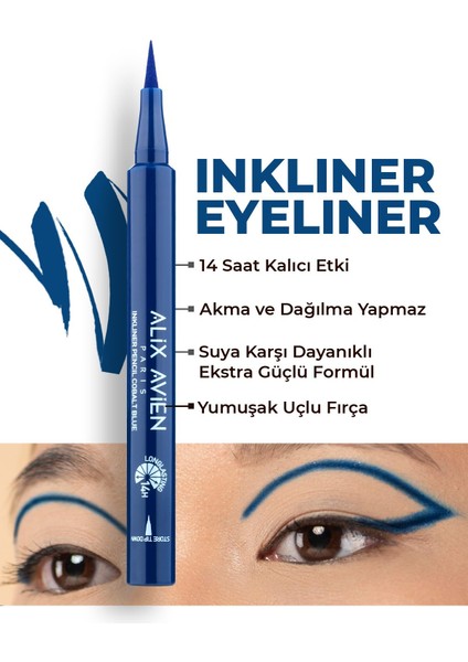 Uzun Süre Kalıcı, Suya Dayanıklı ve Yumuşak Uçlu Lacivert Göz Kalemi - Inkliner Eyeliner Cobalt Blue