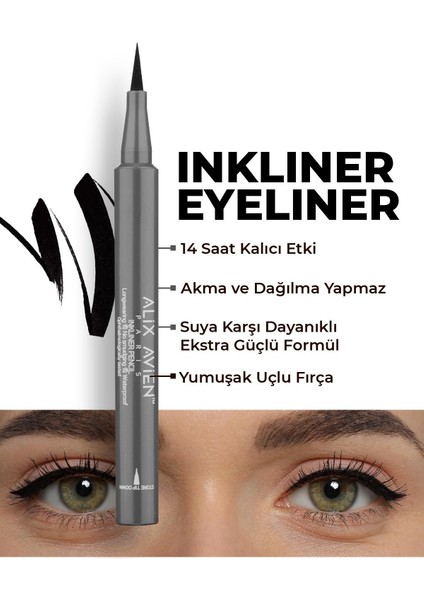 Uzun Süre Kalıcı, Suya Dayanıklı ve Yumuşak Uçlu Siyah Göz Kalemi - Inkliner Eyeliner Black
