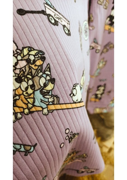 Nina Kids Bluey Fitilli Kız Pijama Takımı Mor - 6-7 fırsatları