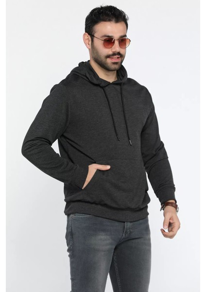 Kapüşonlu Kanguru Cepli Erkek Sweatshirt