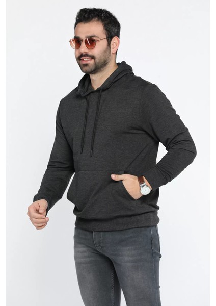 Kapüşonlu Kanguru Cepli Erkek Sweatshirt