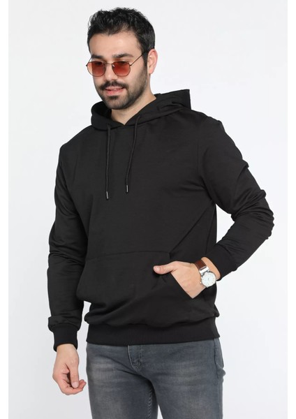 Kapüşonlu Kanguru Cepli Erkek Sweatshirt