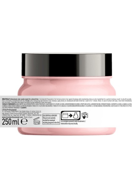 Vitamino Color Boyanmış Saçlar Için Saç Maskesi 250 ml Evaloreal