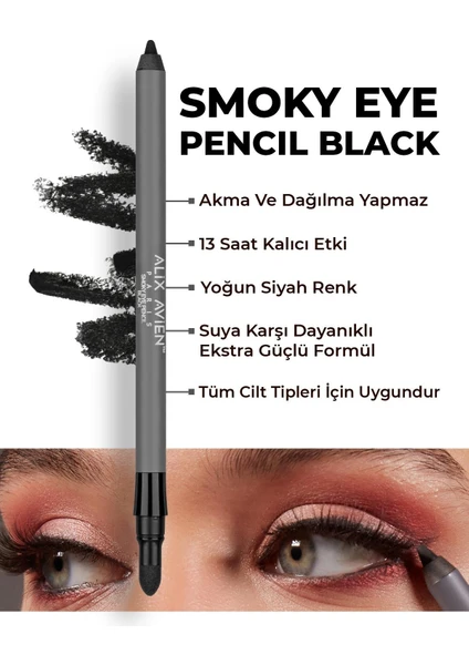 Uzun Süre Kalıcı Suya Dayanıklı Bulaşmayan Siyah Göz Kalemi - Smoky Eye Pencil Pencil Black