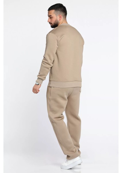 Kabartma Yazılı Şardonlu Erkek Sweat Pantolon İkili Takım fırsatları