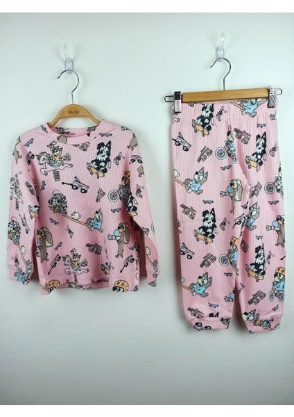 Nina Kid Bluey Fitilli Kız Pijama Takımı Pembe - 5-6 indirimleri
