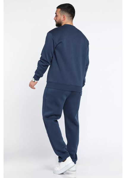 Kabartma Yazılı Şardonlu Erkek Sweat Pantolon İkili Takım