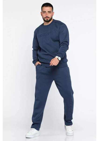 Kabartma Yazılı Şardonlu Erkek Sweat Pantolon İkili Takım modelleri