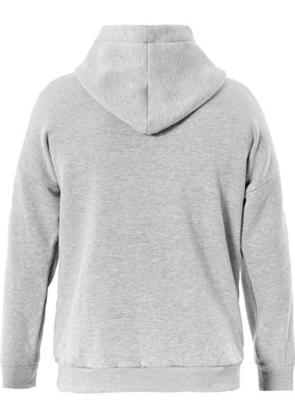 Colorful Skeleton Baskılı Kapüşonlu Içi Yumuşak Polarlı Oversize Sweatshirt - Gri