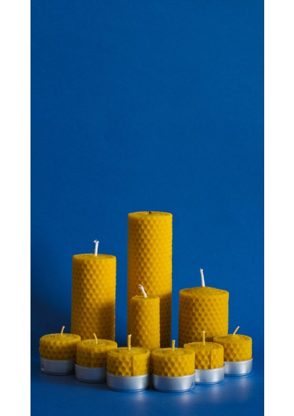 Dekoratif Doğal Petek Balmumu Mum 14 cm x 4.5 cm Sarma Tek Blok Mum Beeswa x Candle