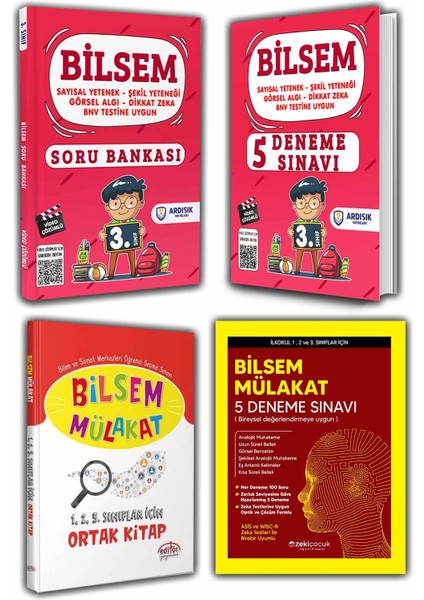 3. Sınıf Bilsem Soru Bankası Deneme ve Mülakat Sınavı Kitabı 4 Kitap