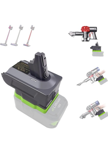 RYO18V6V7V8 18V'U Dysom V6 V7 V8 Animal Absolute Elektrikli Süpürgelere Dönüştürmek Için 3'ü 1 Arada Pil Adaptörü (Yurt Dışından)