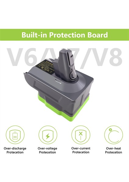 RYO18V6V7V8 18V'U Dysom V6 V7 V8 Animal Absolute Elektrikli Süpürgelere Dönüştürmek Için 3'ü 1 Arada Pil Adaptörü (Yurt Dışından)