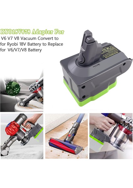 RYO18V6V7V8 18V'U Dysom V6 V7 V8 Animal Absolute Elektrikli Süpürgelere Dönüştürmek Için 3'ü 1 Arada Pil Adaptörü (Yurt Dışından)