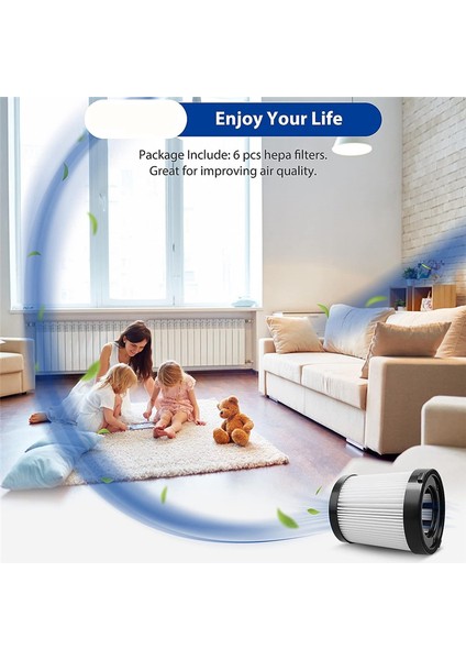 FSV101 Kablosuz Dikey Elektrikli Süpürge Serisine Uygun 6 Paket FSV001 Hepa Filtre (Yurt Dışından)