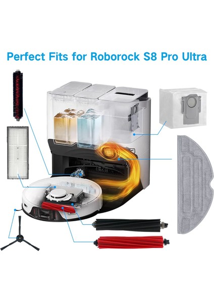 S8/s8+/s8 Pro Ultra Robot Süpürge Için 20 Adet Çift Ana Fırçalar Paspas Filtreleri Toz Torbaları Yedek Parçalar (Yurt Dışından)