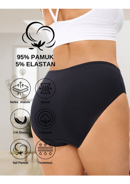 Kadın Pamuklu Külot Basic Slip Renkli 10'lu Paket Yüksek Bel Iç Çamaşırı ( MULTICOLOR-X35) modelleri
