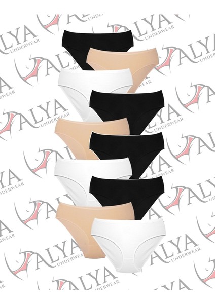 Kadın Pamuklu Külot Basic Slip Renkli 10'lu Paket Yüksek Bel Iç Çamaşırı ( MULTICOLOR-X35) fırsatları