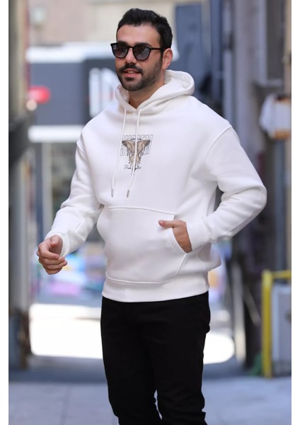 Üç Iplik Şardonlu Kapüşonlu Kartal Baskılı Erkek Sweatshirt fiyatları