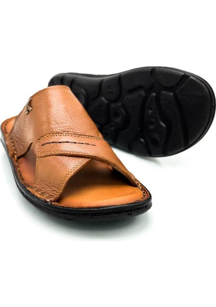 Deri Erkek Terlik Hafif Terlik Deri Şırıngıl Taba indirimleri