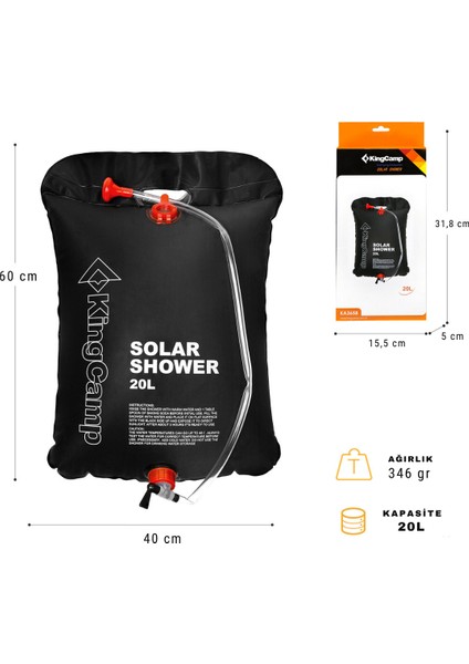 Kingcamp Solar Shower 20 L Kamp Duşu