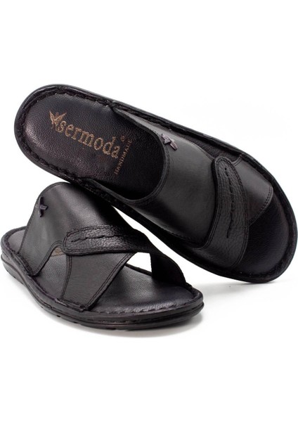 Hakiki Gerçek Deri Erkek Terlik Hafif Terlik Deri Siyah fiyatları
