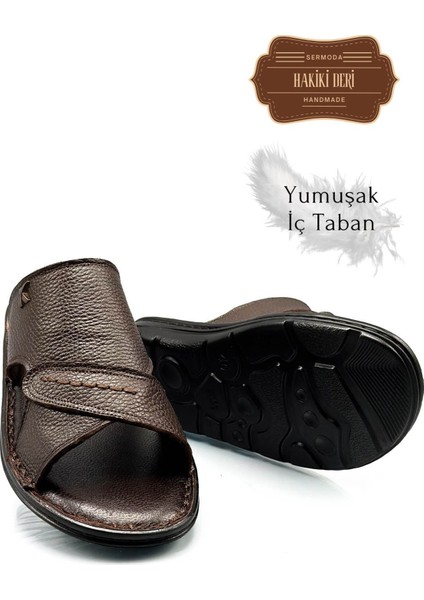 Gerçek Deri Erkek Terlik Hafif Terlik Deri Şırıngıl Kahve modelleri
