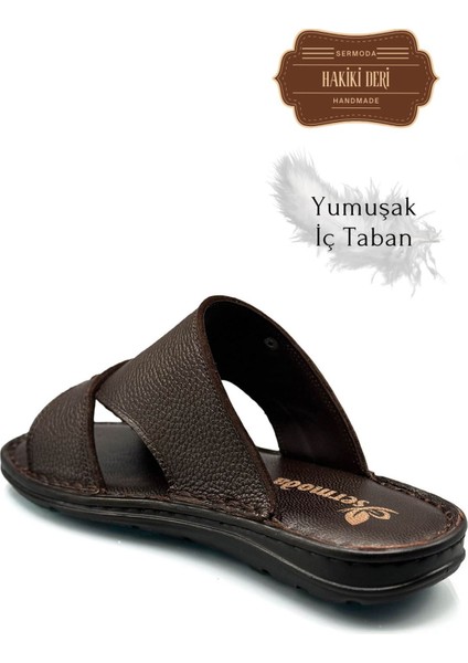 Gerçek Deri Erkek Terlik Hafif Terlik Deri Şırıngıl Kahve indirimleri