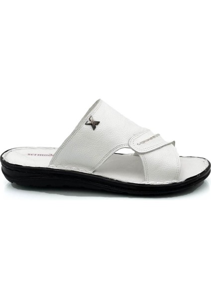 Gerçek Deri Erkek Terlik Hafif Terlik Deri Şırıngıl Beyaz modelleri