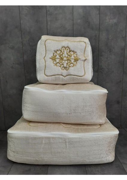 Rumeli Vizon Üzeri Goldnakışlı Çeyizlik 3'lü Hurç Seti, Düğün Nişan, Söz, Bohça, Gelin, Damat, Hurcu fiyatları