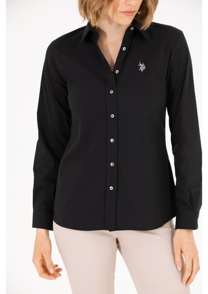 Kadın Siyah Gömlek Basic 50262883-VR046