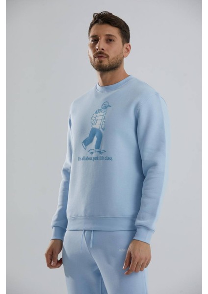 Baskılı Bisiklet Yaka Unisex Sweatshirt