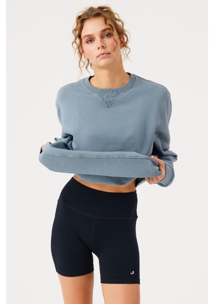 Lydney Kadın V Detaylı Sıfır Yaka Sweatshirt Stone