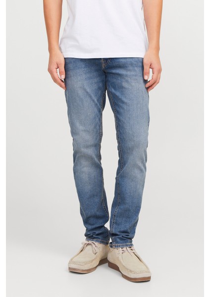Erkek Jjıglenn Düşük Bel Slim Fit Jean Pantolon 12258826 Mavi modelleri