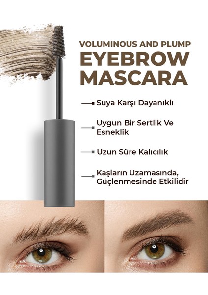 Suya Dayanıklı Kalıcı Etki Yoğun Pigmentli Kahverengi Kaş Sabitleyici Maskara - Eyebrow Mascara 803