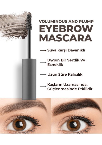 Suya Dayanıklı Kalıcı Etki Yoğun Pigmentli Kahverengi Kaş Sabitleyici Maskara - Eyebrow Mascara 804