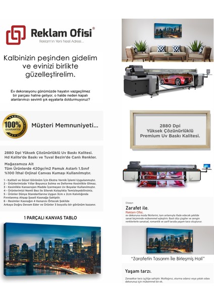 New York, Brooklyn Köprüsü Deniz Şehir Manzaralı Premium Kanvas Tablo