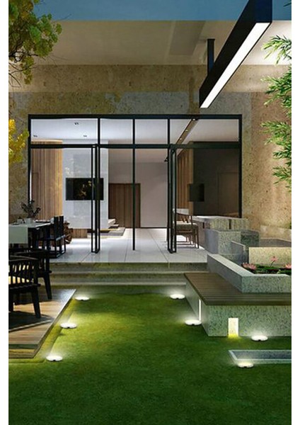 Solar Güneş Enerjili 8 Ledli Kazıklı Çim Zemin Bahçe Aydınlatma 3 W Gün Işığı Sarı LED (4 Lü Set )