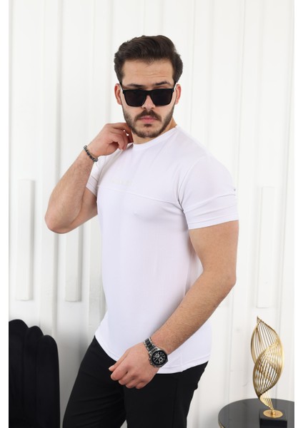 Şerit Detaylı Baskılı T-Shirt modelleri