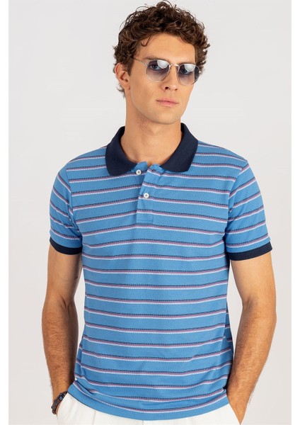 Slim Fit Çizgili Polo Yaka Pike Thisrt